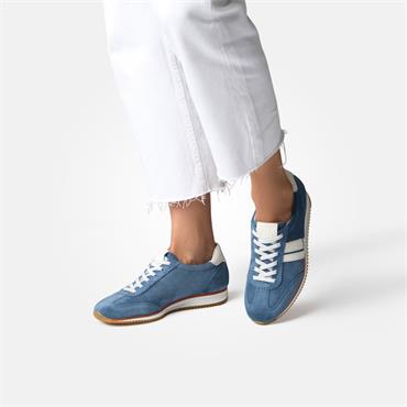 Paul Green Retro Side Panel Lace Trainer - Blue Suede